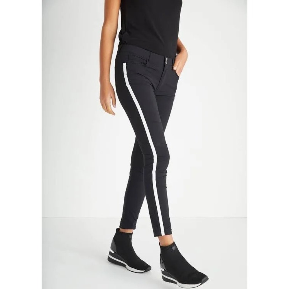 Anatomie Luisa Stripe Skinny Pant Black White Side Stripe Travel Trousers XS